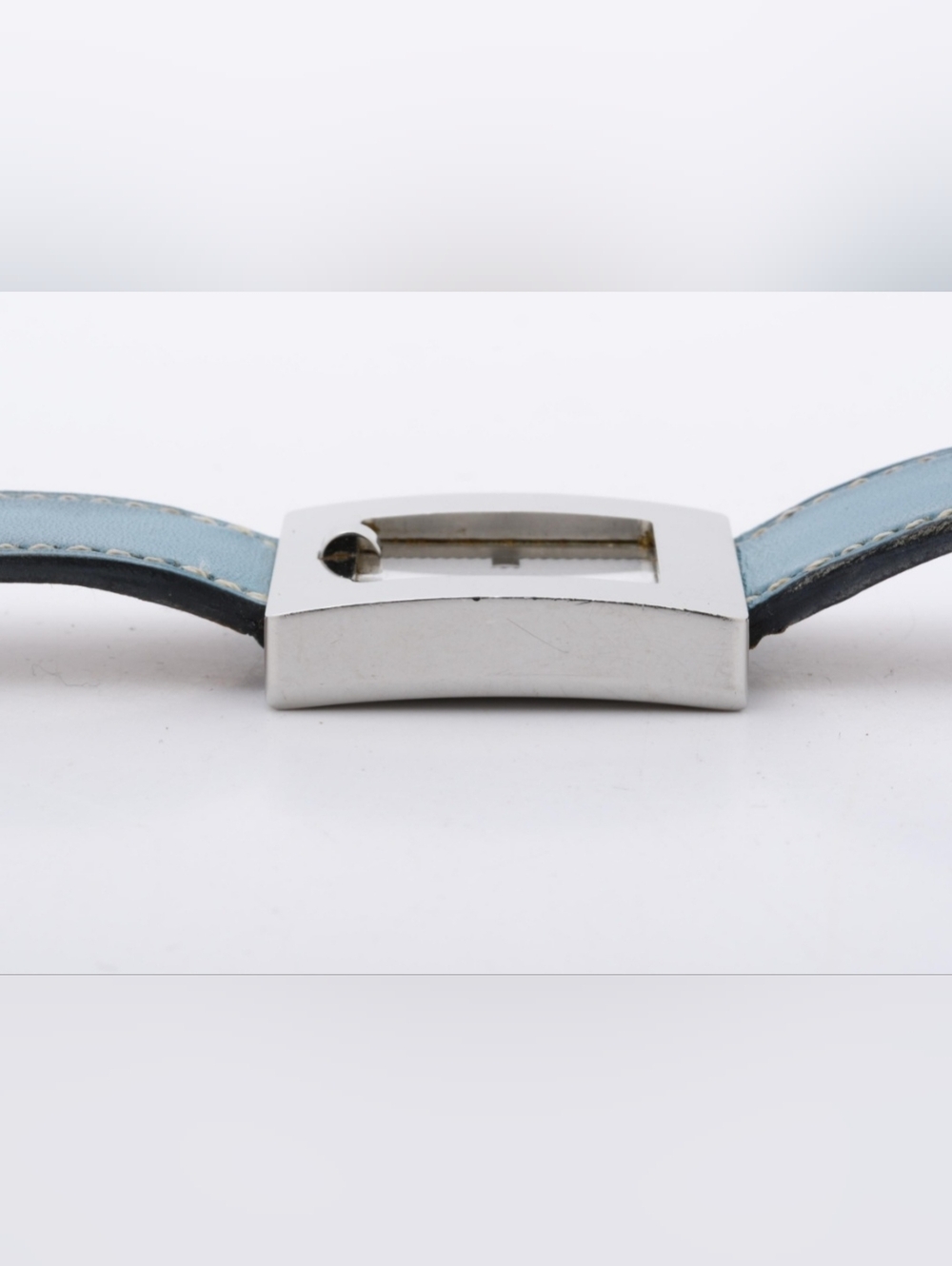 Hermès Paris Square Stainless Steel Womens Watch Light Blue Leather Strap - Picture 4 of 8